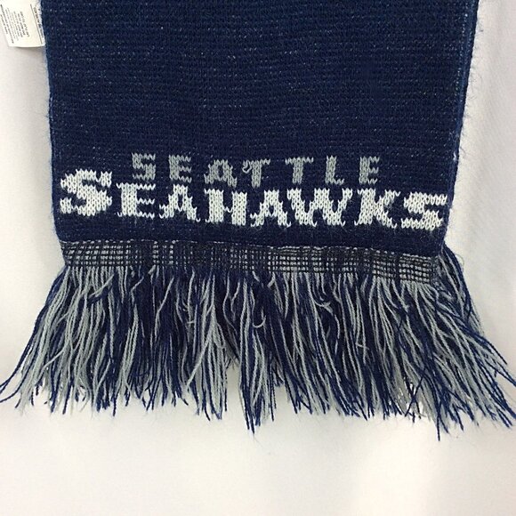 Seattle Seahawks NFL Knit Scarf Wordmark Double Sided Logo New Style - Picture 7 of 8